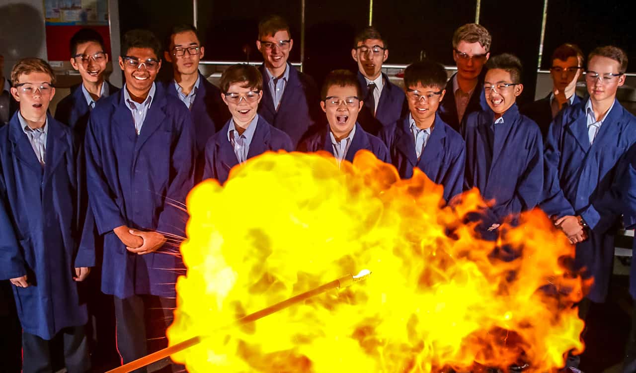 The King's School Senior Students In A Science Experiment